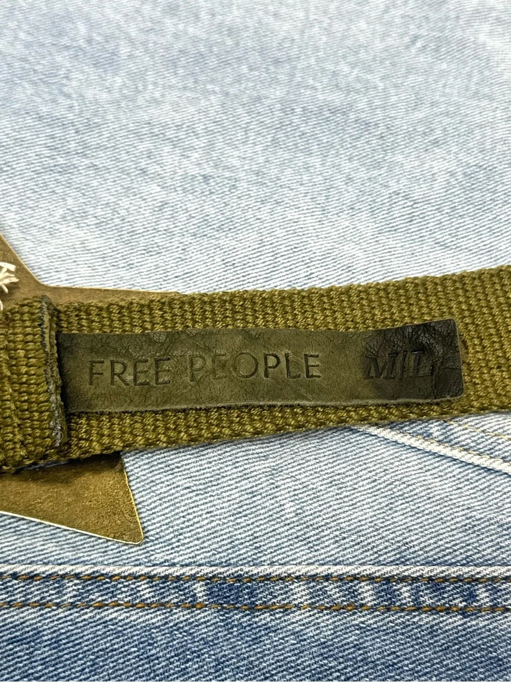 Free People Zoa Hip Belt Weeping Willow Green Star Buckle M/L